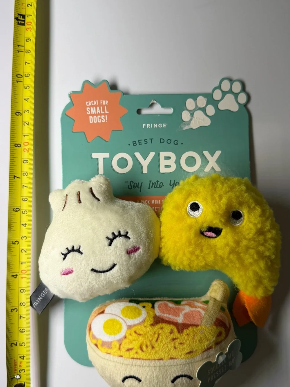 Fringe Asian Food Soy Into You Small Dog Squeaky Plush Dog Toys 3 pack - NWT